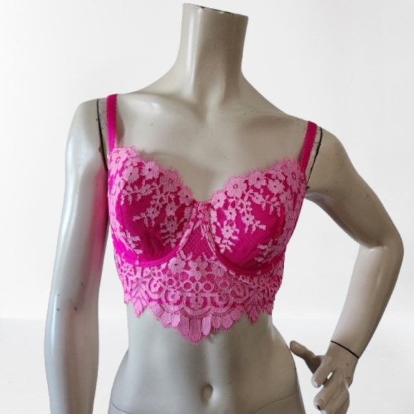 Victoria's Secret Bra Womens 36D Hot Pink Dream Angels Lined Demi Double - Picture 1 of 7